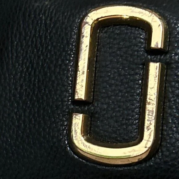 Marc Jacobs The Soft Shot 17 Black Camera Crossbody Purse Leather Bag Gold - Picture 7 of 9